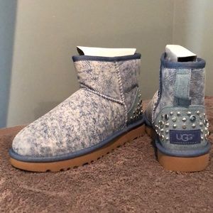 UGG Girls Sz 6 Denim Studded Booties